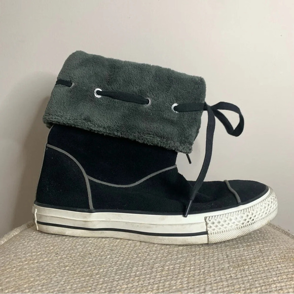 Converse All Star Chuck Taylor Andover Fold Over Cuff  Black Fleece Shoes 6.5 - Picture 1 of 11